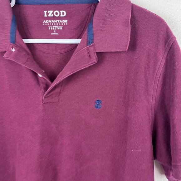 Izod Men's Advantage Performance Natural Stretch Cotton Blend Maroon Polo Large - Picture 4 of 6